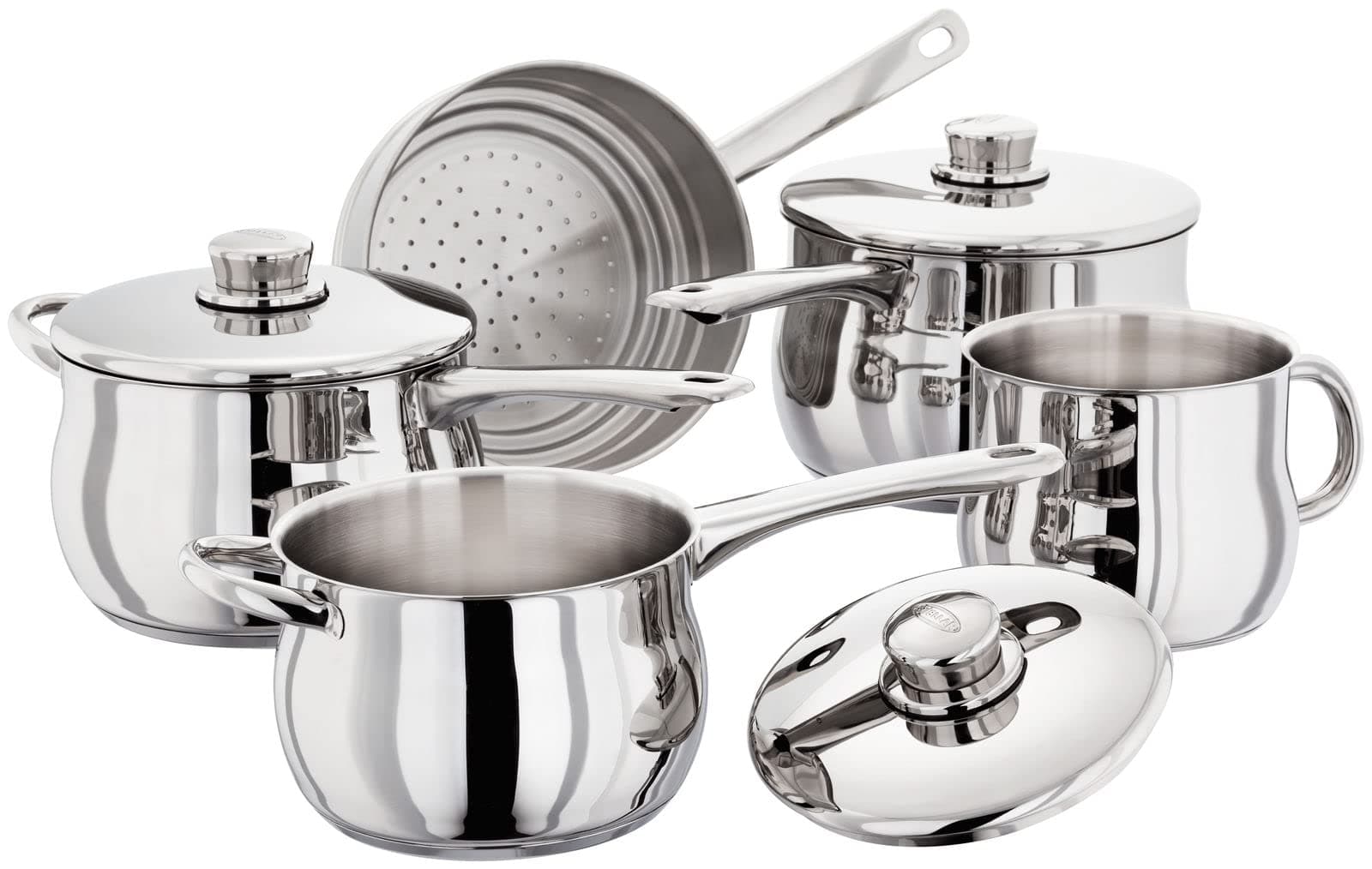 Stellar 1000 Deep Saucepan Set, Stainless Steel