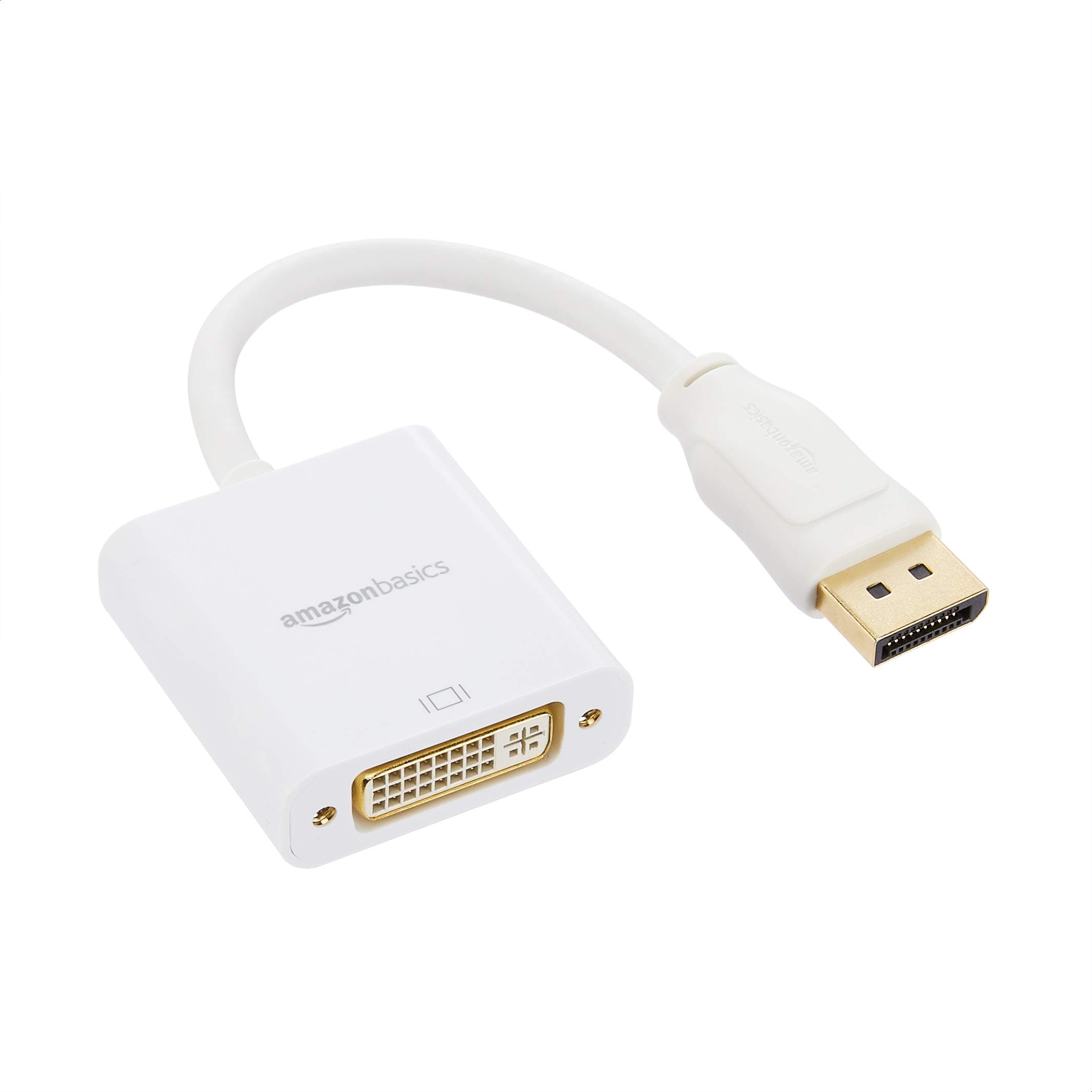 Amazon Basics DisplayPort to DVI Adapter, 1-Pack, White