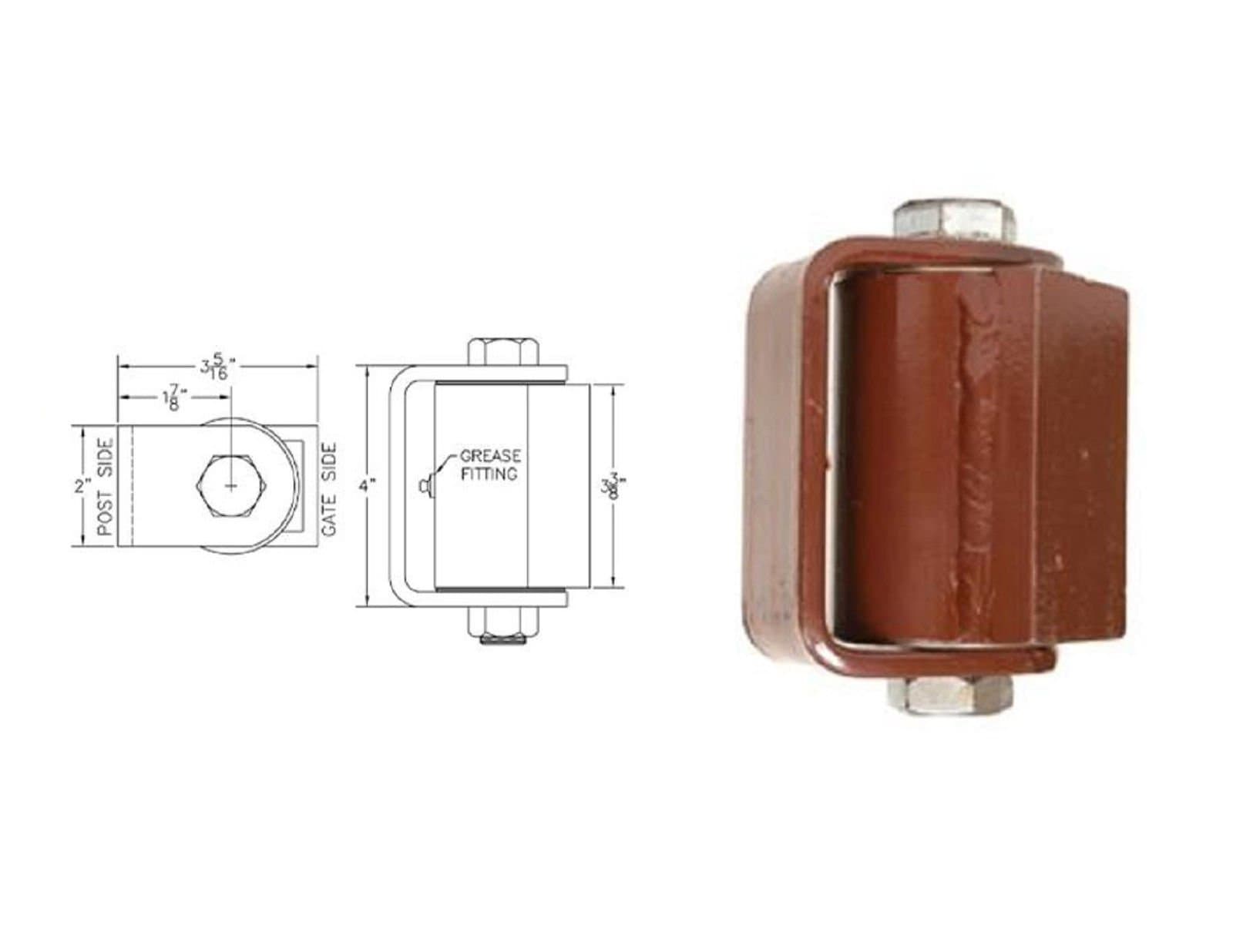 Heavy Duty Flat Mount - Both Sides Driveway Gate Hinge Prime Coated Welding