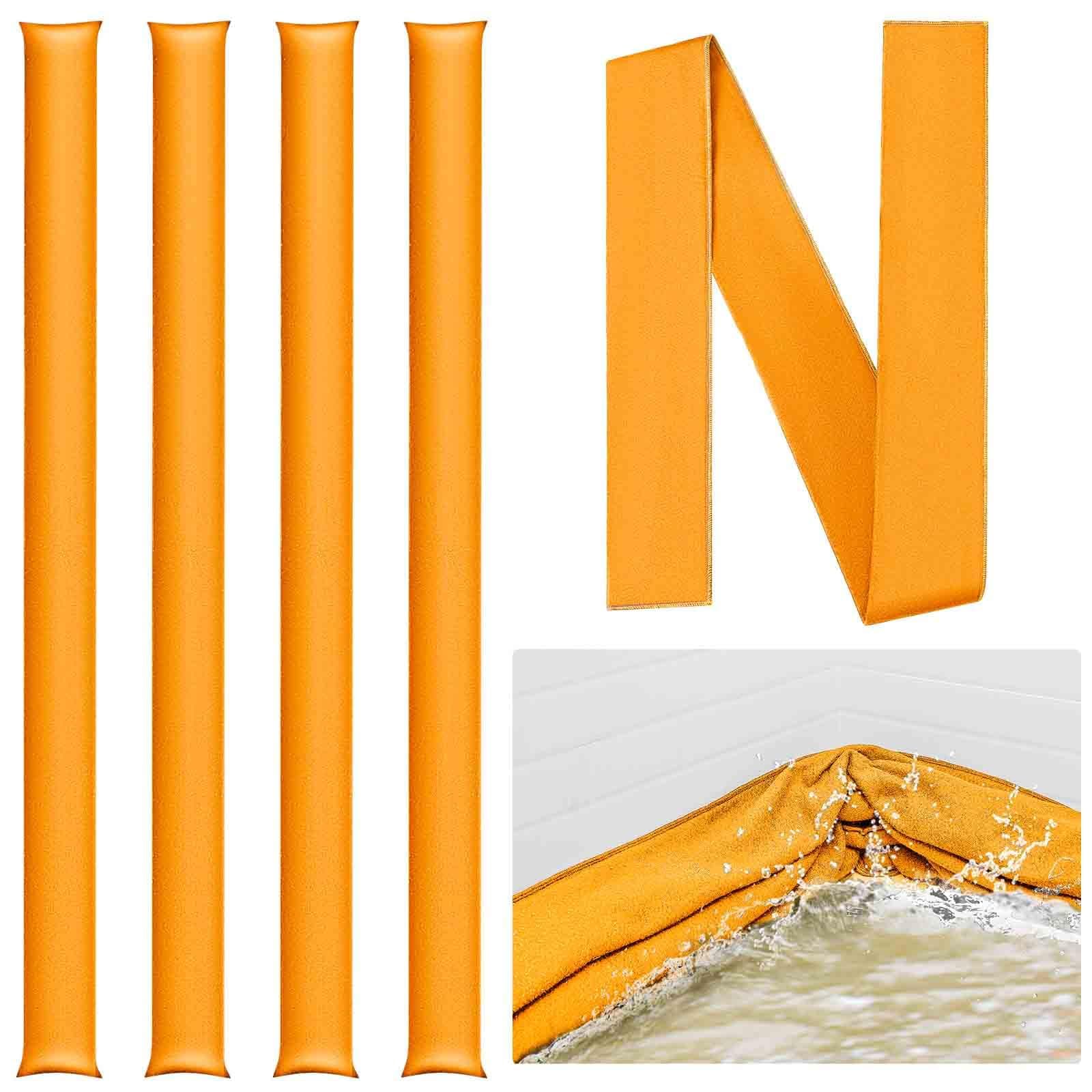 Windyun 4 Pcs Flood Barriers for Home Water Barrier Water Activated Sandless Sandbags Water Absorbent Dams Diverter for Door Garage Flooding Prevention Driveway (Orange,10 ft x 6.5 Inch)