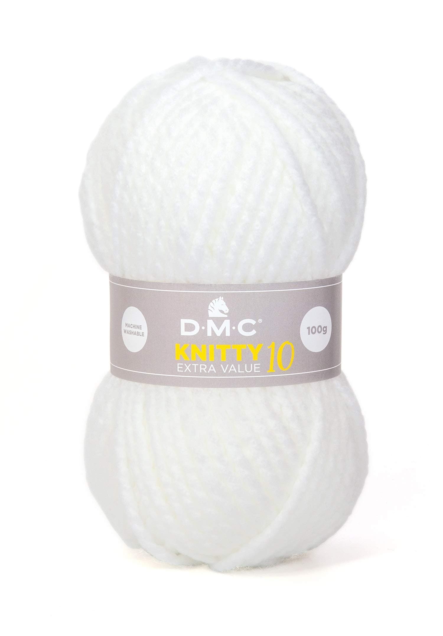 DMC Knitty 10 Extra Value Super Bulky Acrylic Yarn, 961 White