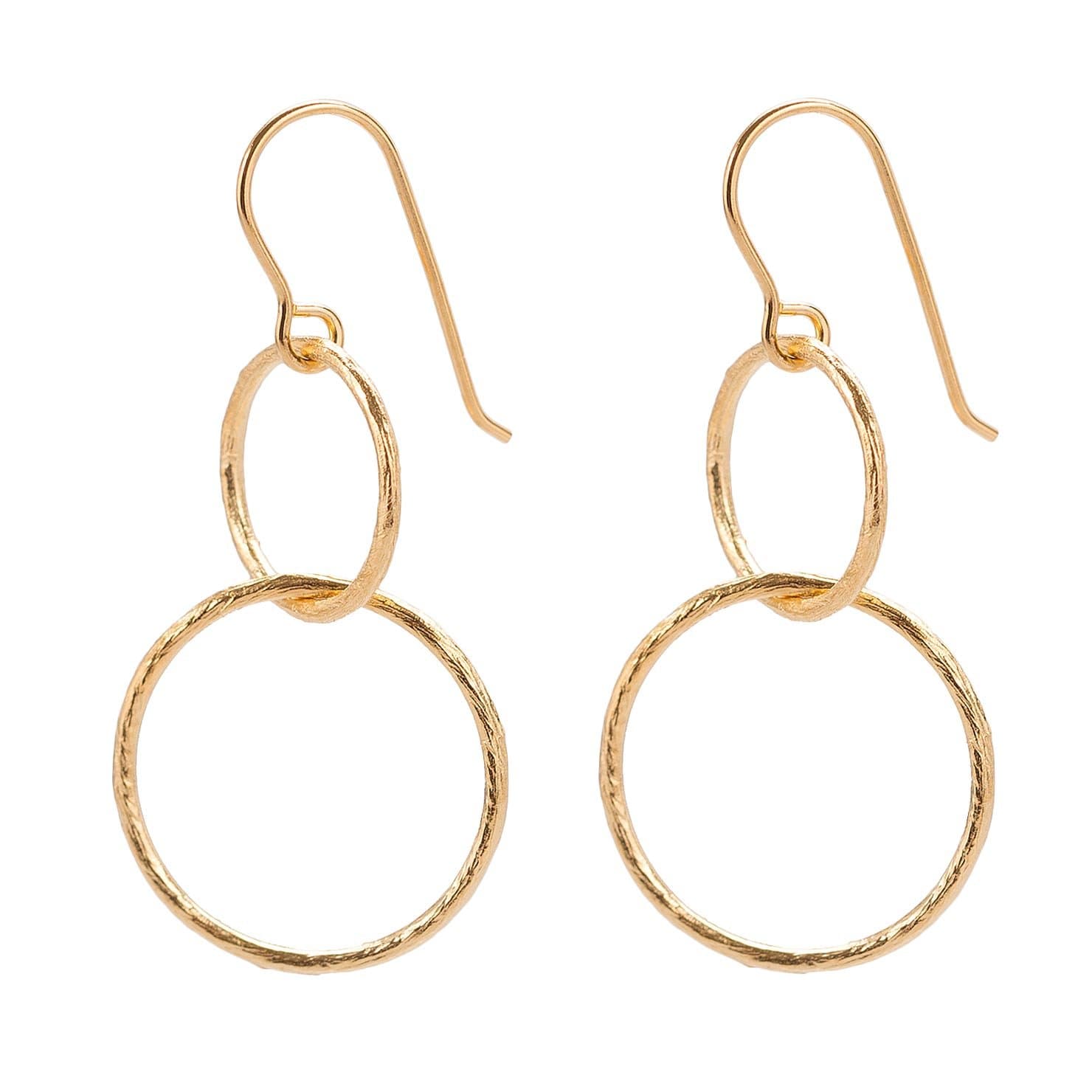 Pernille CorydonDouble Circle Dangle Earrings for Women 18 ct Gold Plated Sterling Silver 5cm - E223g