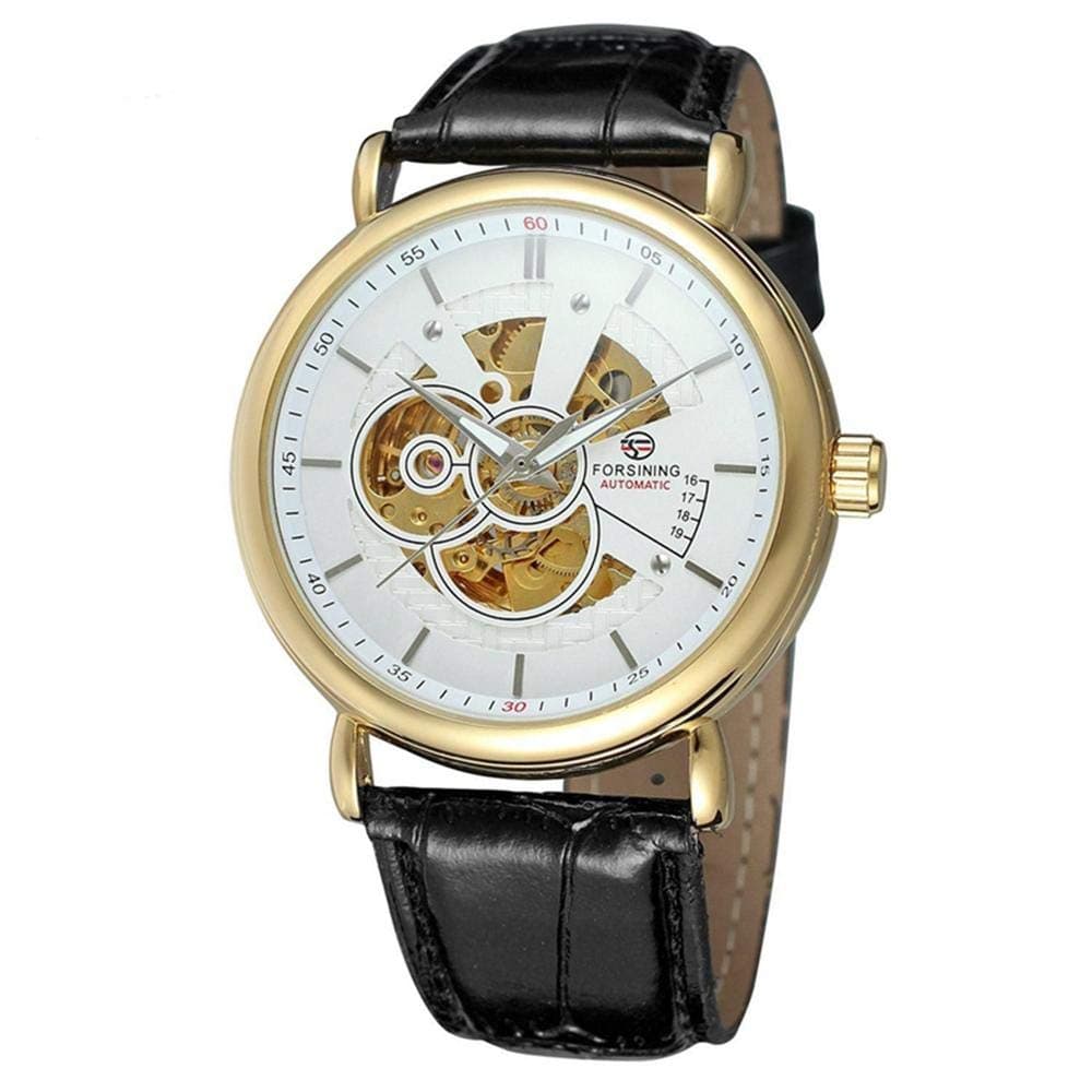 DDsunny Mens Watches Skeleton Mechanical Clock Men Leather Strap Man Business Watch 3