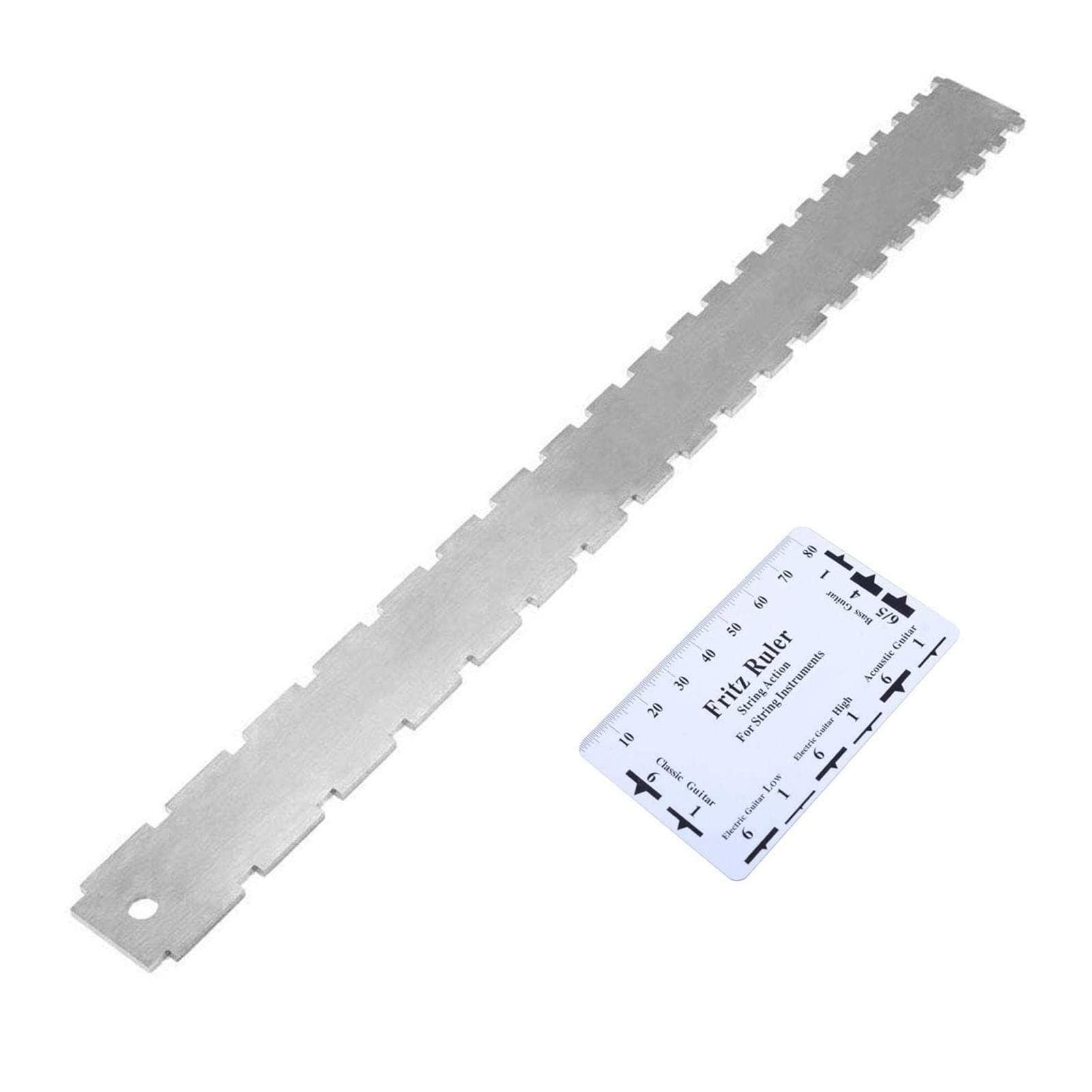 Dehongwang42cm/16.5inch Guitar Neck Notched Straight Ruler, Guitar Neck Notched Straight Edge Luthiers Tool with String Action Ruler Gauge for String Instruments