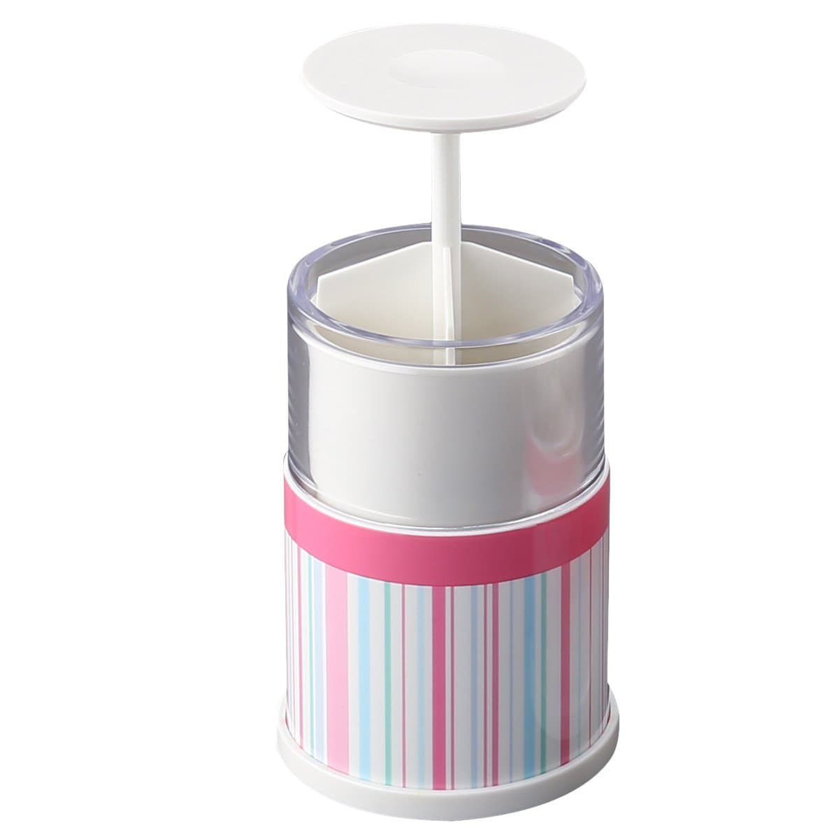 Auto Cotton Swab Holder, press to use, (Bottle Only, Cotton Swab NOT included) (Pink Lines)