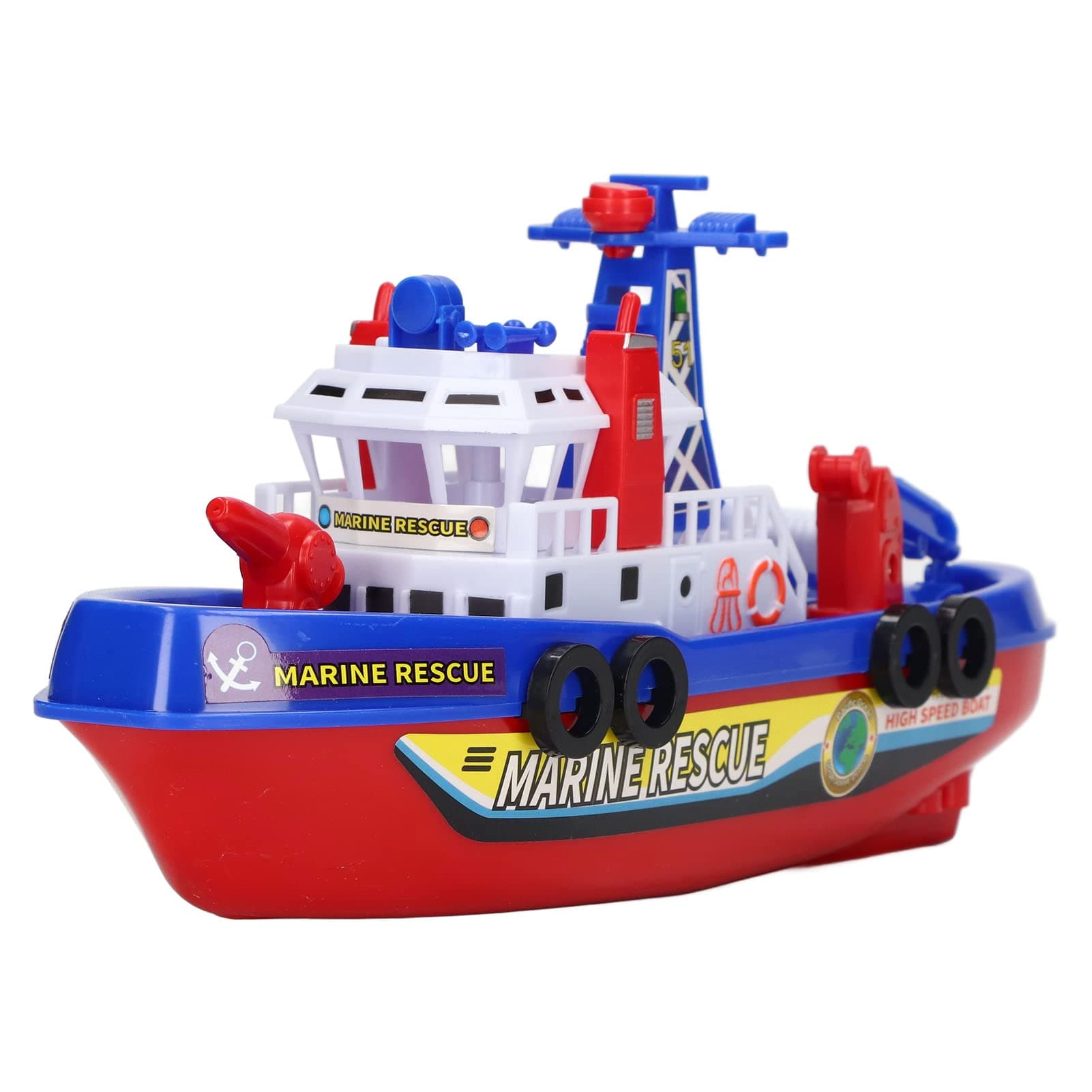 SALALIS Fire Boat Toy Fire Boat Fire Station Playset Firefighter Toys, SAuto Water Spraying Educational Music Light Electric Children Bath Boat Toy for Kids Boys Girls