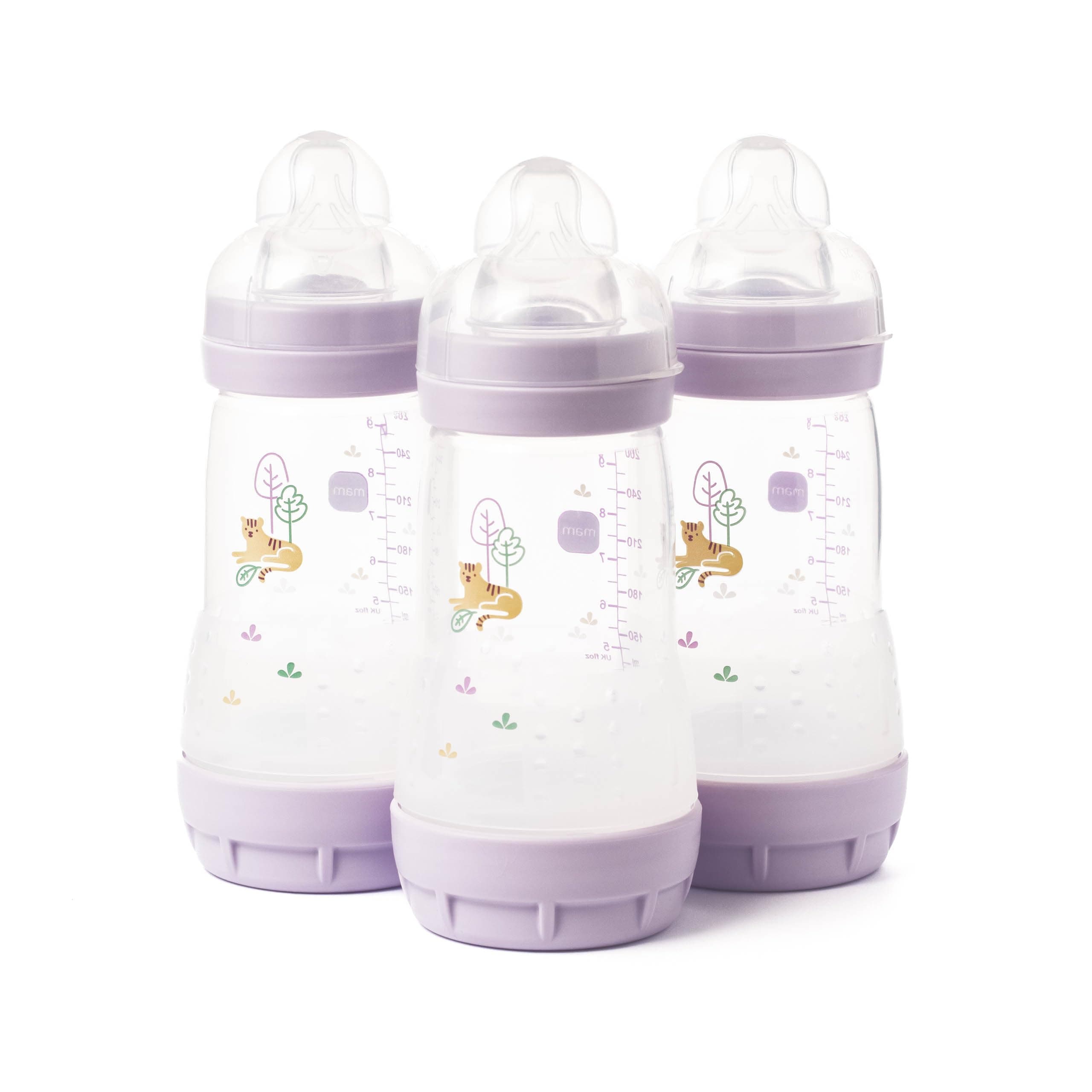 Mam Anti-colic Self-sterilising Bottles 260ml - Pink/green, by MAM