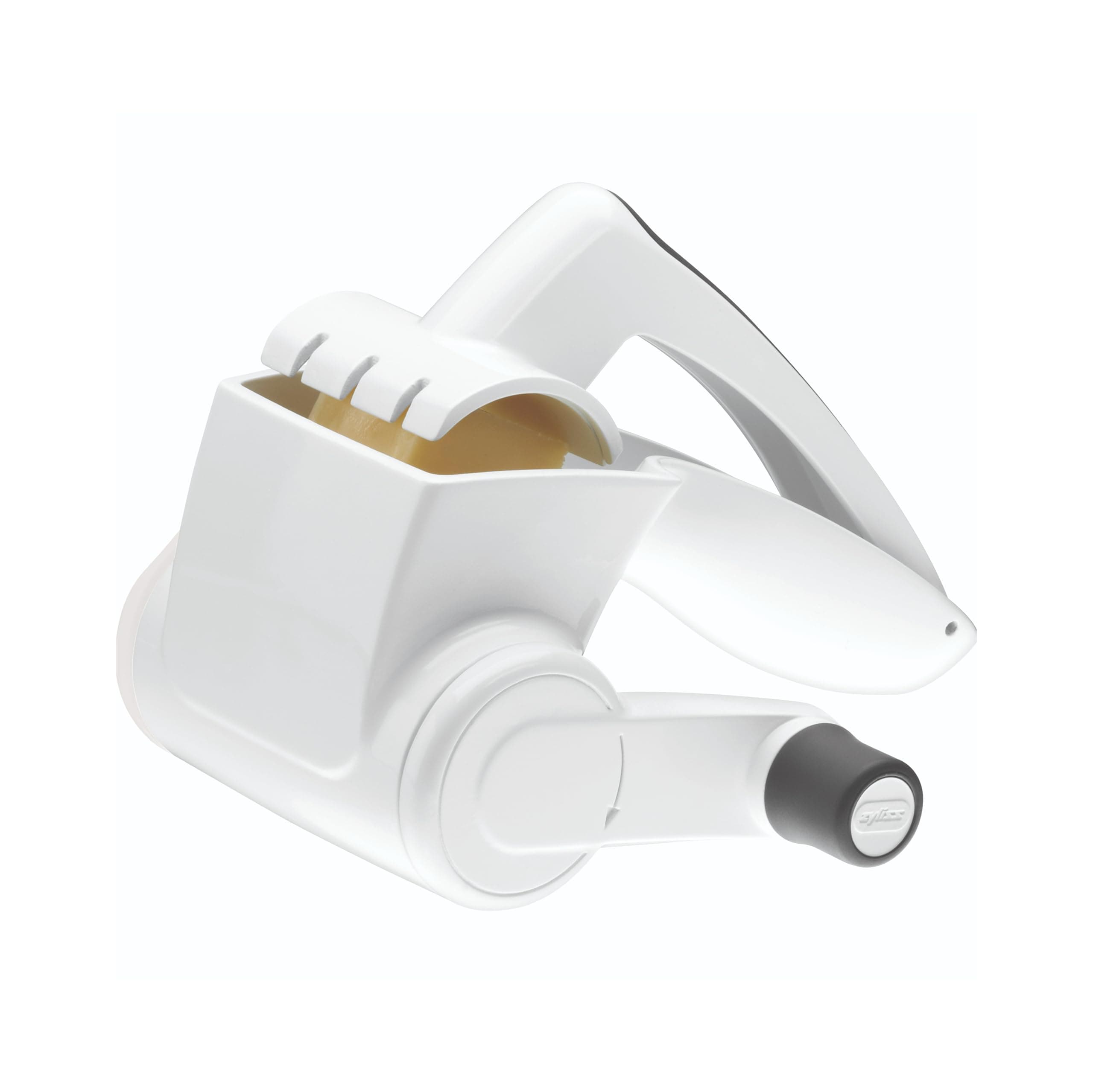 Classic Rotary Cheese Grater - NSF Restaurant Certified Handheld Grater - Can be used for Hard Cheese, Chocolate & More - With Comfortable Handle & Easy-to-Clean Drum - White