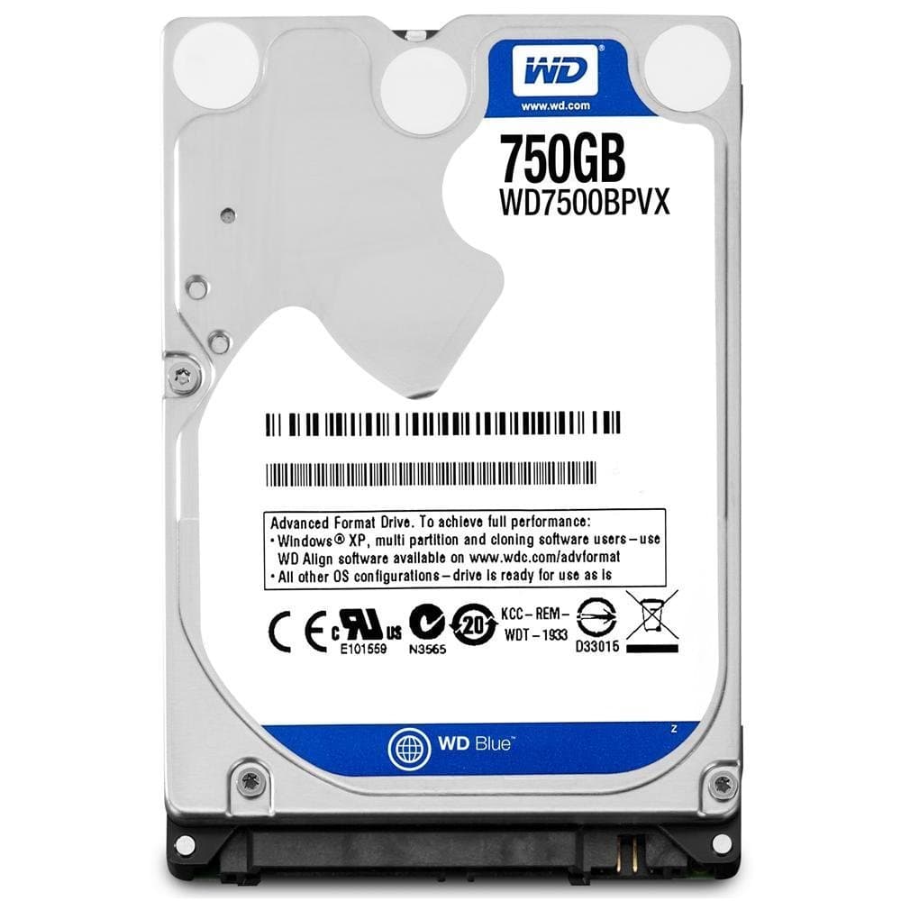Western Digital 750GB WD Blue Mobile Hard Drive HDD - 5400 RPM, SATA 6 Gb/s, 16 MB Cache, 2.5" - WD7500LPCX