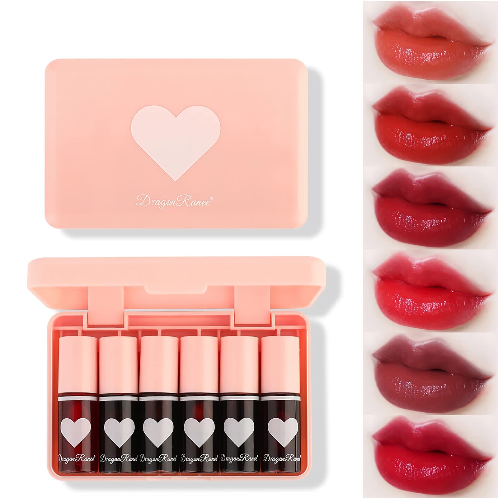 6 Colors Lip Tint Stain Set,Korean Lip Gloss Mini Liquid Lipstick Lip & Cheek Tint Long Lasting Moisturizing Natural Lip Tint Highly Pigmented Color Non-Sticky