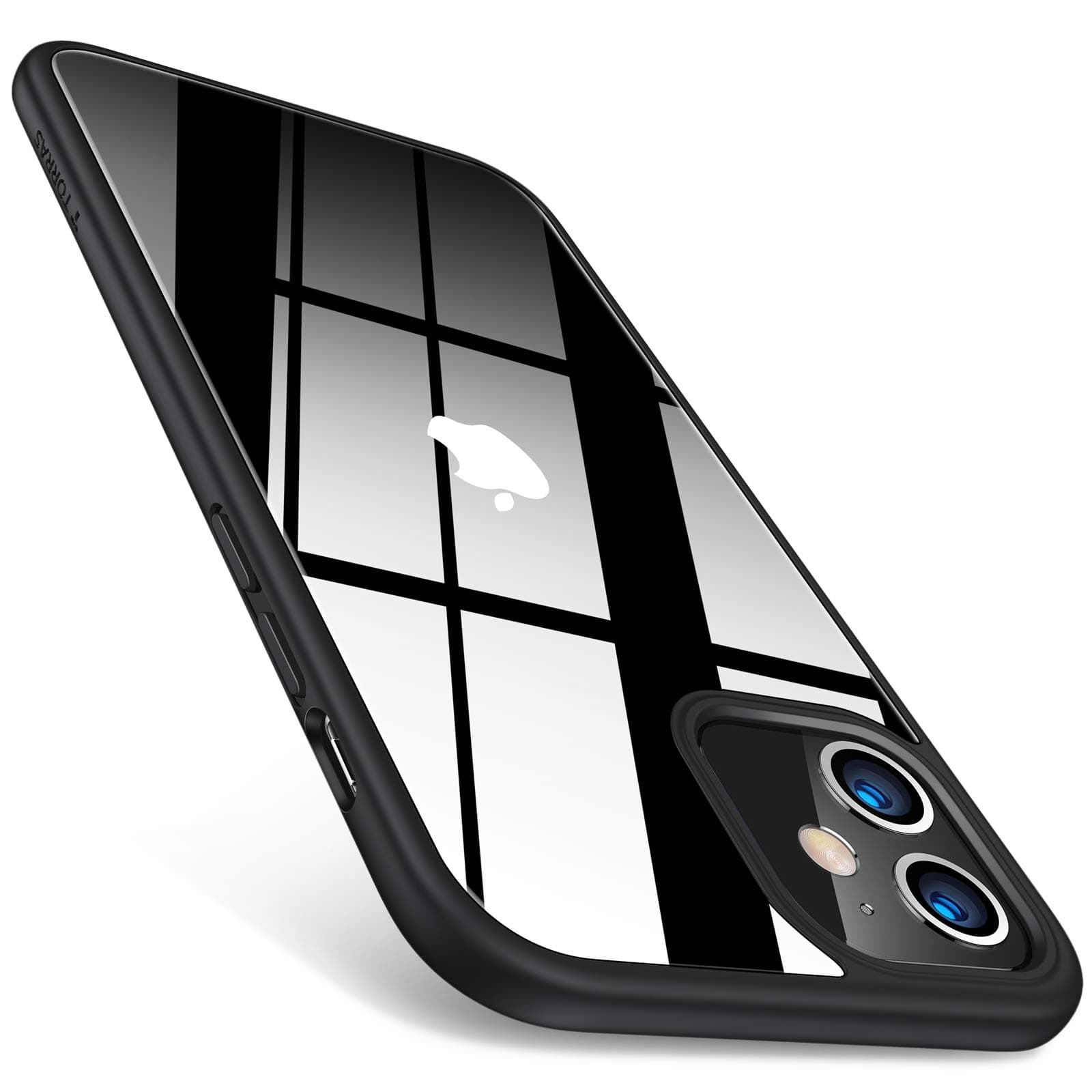 TORRAS Diamonds Clear Compatible for iPhone 12 Mini Case, Military Grade Shockproof Hard Plastic Back & Flexible Soft Bumper Slim Fit Protective Phone Case Compatible for iPhone 12 Mini, Black