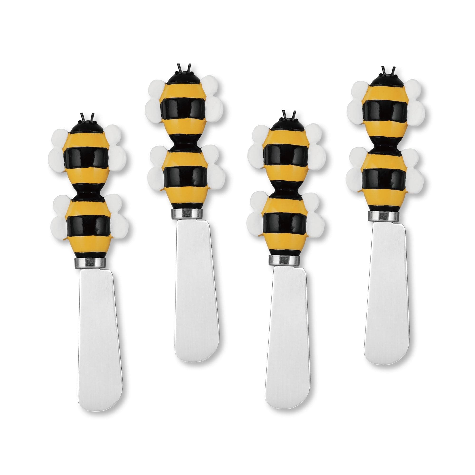 Supreme Housewares Bee Cheese Spreaders, Hand-Painted Resin Handles with Stainless Steel Blades for Spreading Cream Cheese, Butter, Jam, or Sandwich, Set of 4