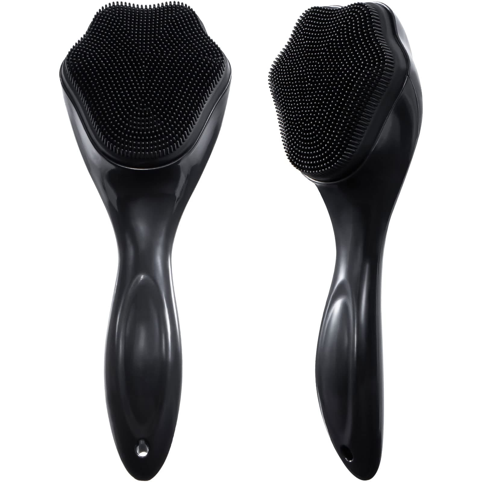 Silicone Face Scrubber Exfoliating Brush 2 Pack for Men, Beomeen Manual Handheld Facial Cleansing Brush Blackhead Scrubber, Soft Bristles Waterproof for Face Skincare, Black