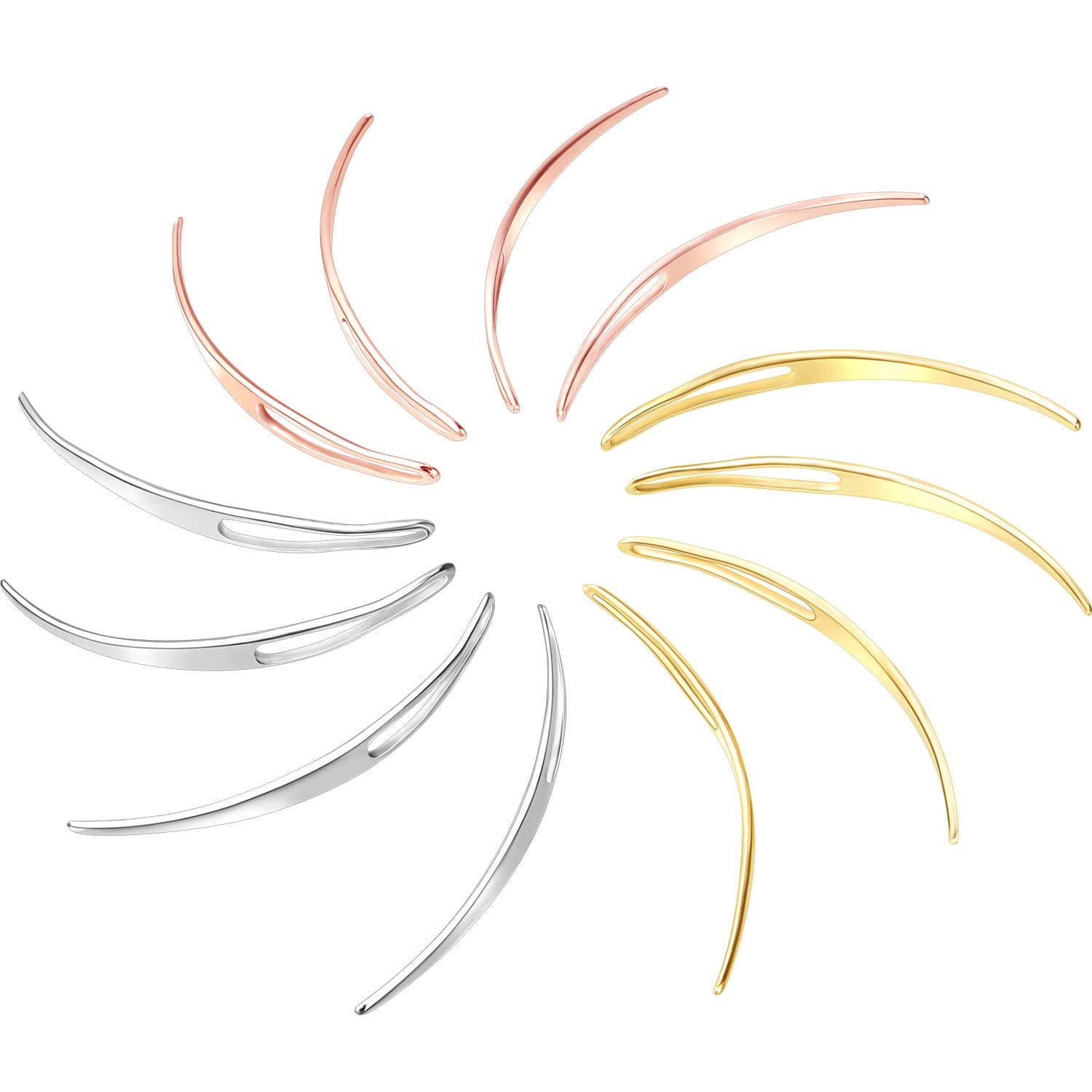 WILLBOND Dreadlock Tool Kit - 12 Pieces Interlocking Tool for Maintaining Dreadlocks (Gold, Silver, Rose Gold)