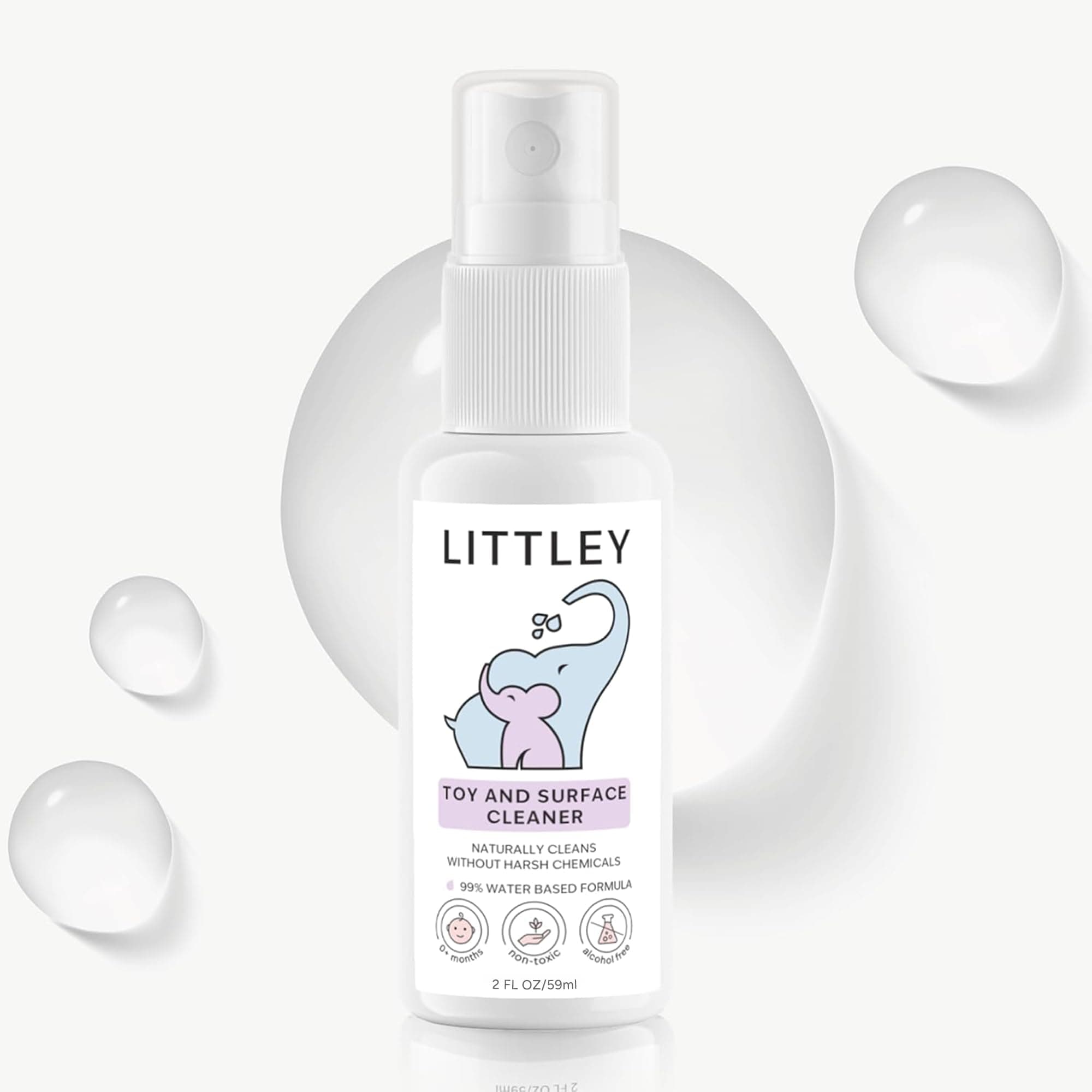 Littley Toy & Surface Cleaner | Alcohol-Free HOCl Spray for Baby Toys & High-Touch Surfaces | Fragrance-Free Formula | Gentle Cleaning for Everyday Messes | 2 oz