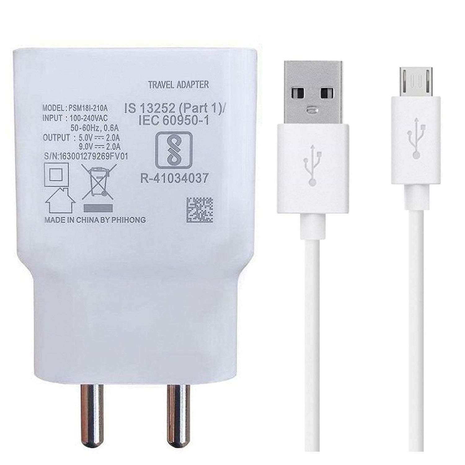 Ultra Fast Charger for Infinix Hot S3 Charger Original Adapter Like Wall Charger | Mobile Charger | Qualcomm QC 3.0 Quick Charge Adaptive Fast Charging, Rapid, Dash, VOOC, AFC Charger With 1 Meter Micro USB Data Cable (3.0 Amp,VOVS1, White)