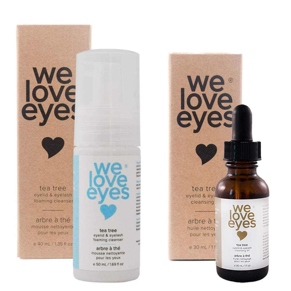 We Love Eyes - The Eyelid Scrub Kit - All Natural Tea Tree Eyelid Cleansing Kit (Cleansing Oil 30 ml & Foaming Cleanser 50 ml) wash away sources of inflammation Paraben & Sulfate Free - Made in USA