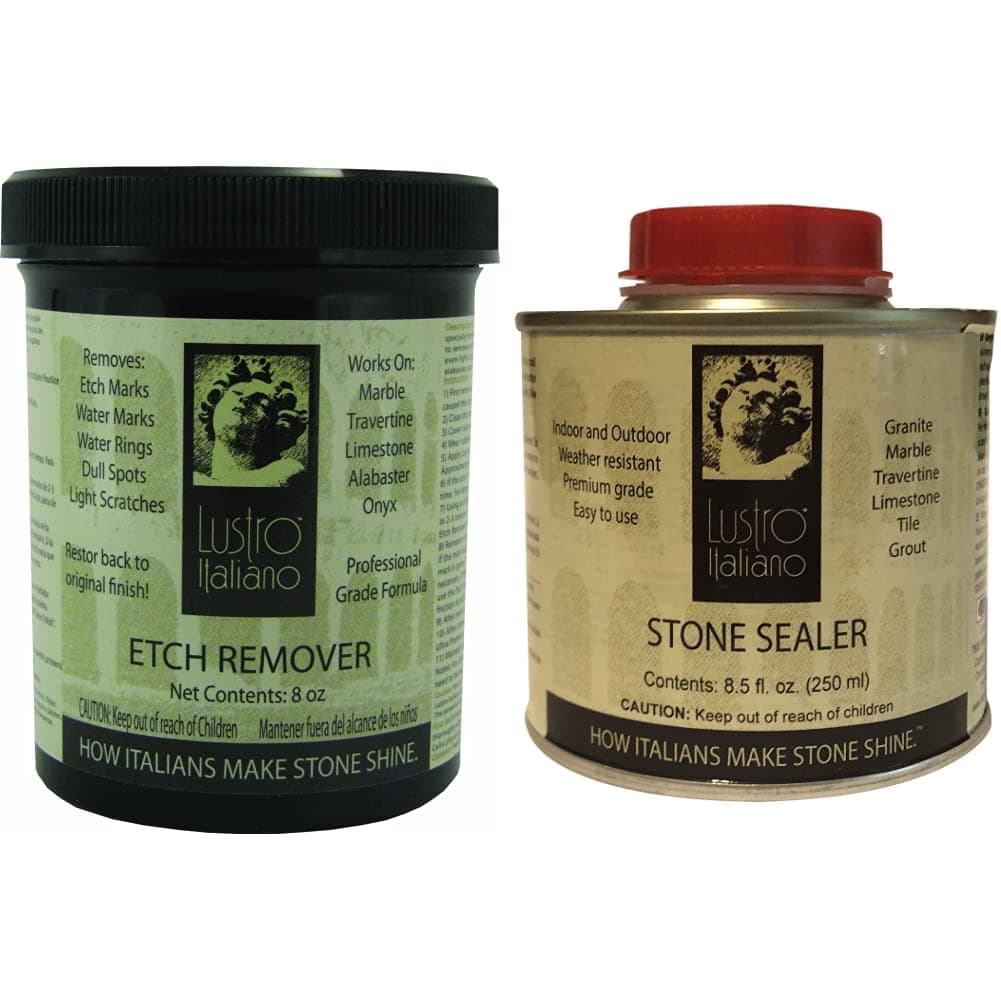 Lustro Italiano Etch Remover and Ultra Premium Stone Sealer Bundle