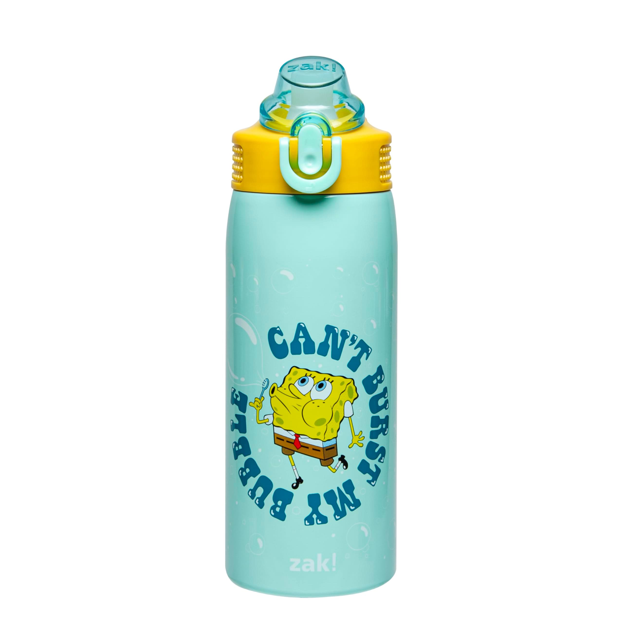 SpongeBob SquarePants Kids Water Bottle For School or Travel, 19oz Stainless Steel Water Bottle With Straw, Handle, and Leak-Proof, Pop-Up Spout Cover (SpongeBob and Patrick)