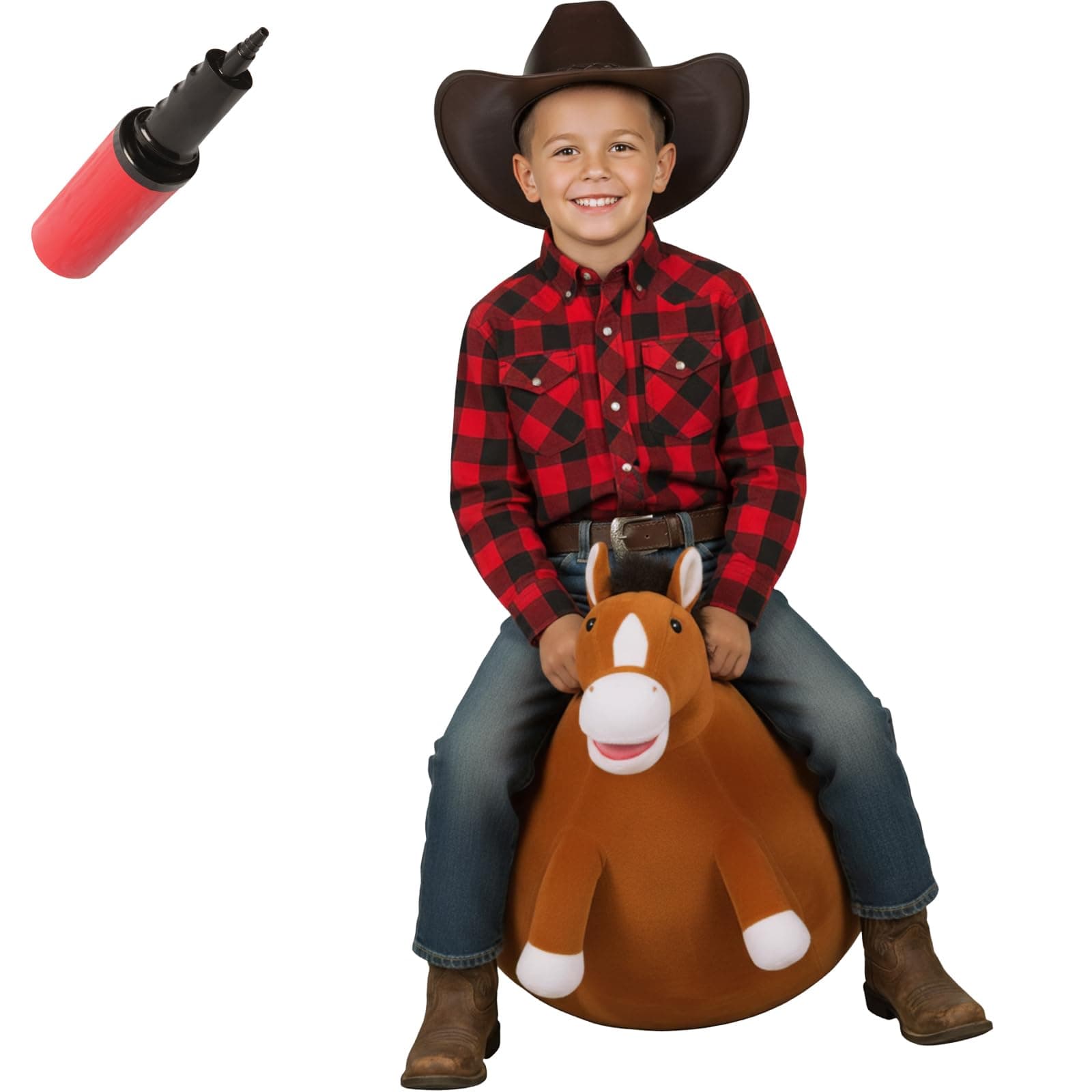 WALIKI Horse Hopper Ball | 20-Inch Deluxe Inflatable Cowboy Rodeo Jumping Ball with Handles | Sit & Bounce Ride-On Toy for Kids Ages 6, 7, 8, and 9 | Fun Indoor/Outdoor Play