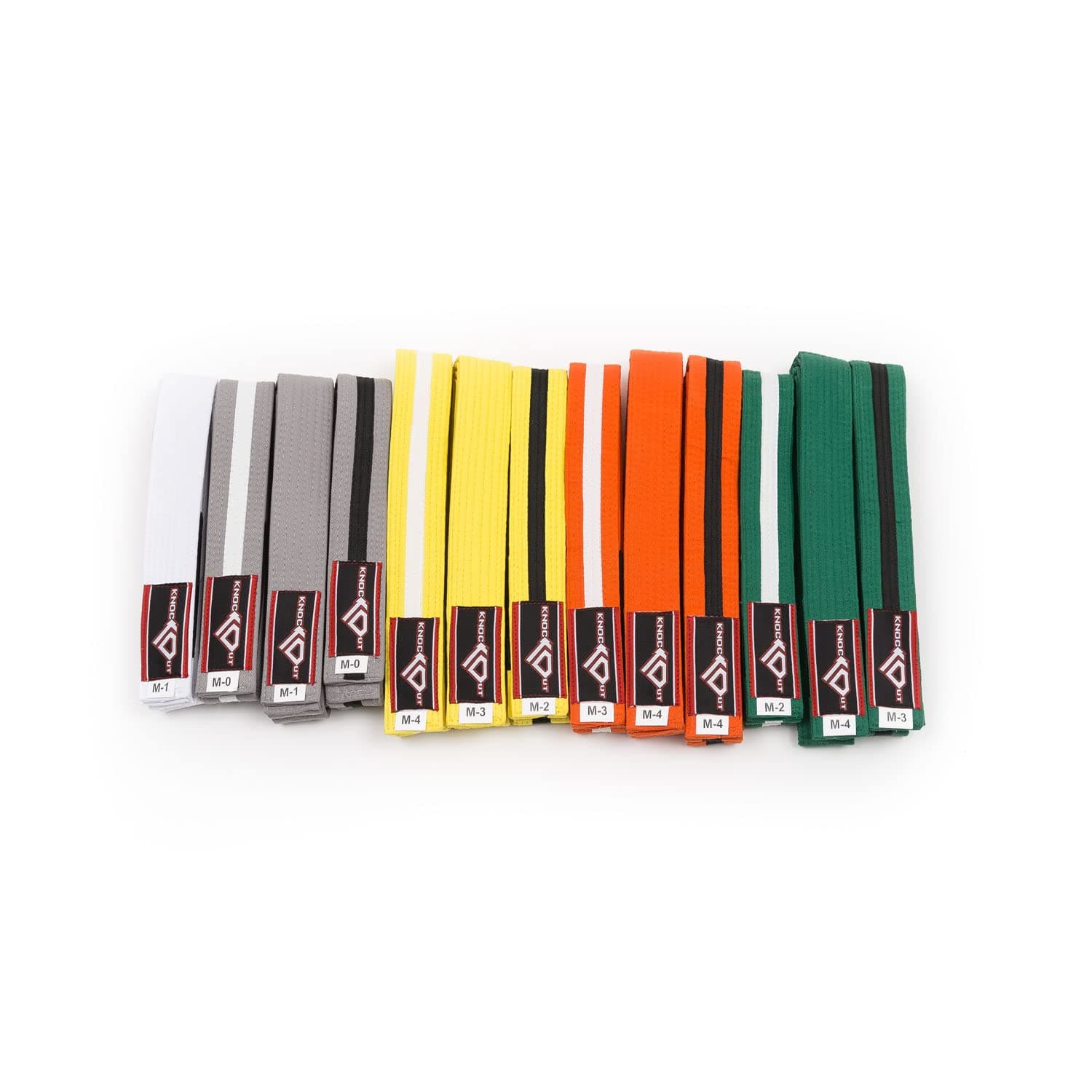 KO Sports GearBrazilian Jiu Jitsu Belt - Knockout Label Youth BJJ Gi for Kids with Ranking Stripes Martial Arts Belts