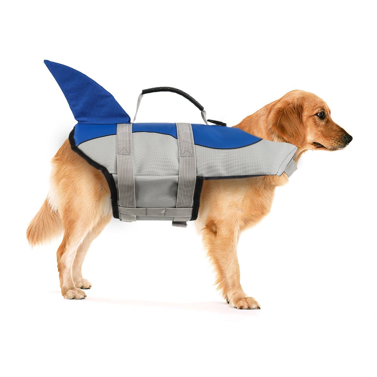 Paws Paradise Pet Life Jacket Cosplay Shark Dog Lifesaver Safety Vest Dog Life Preserver for Swimming Training (S)