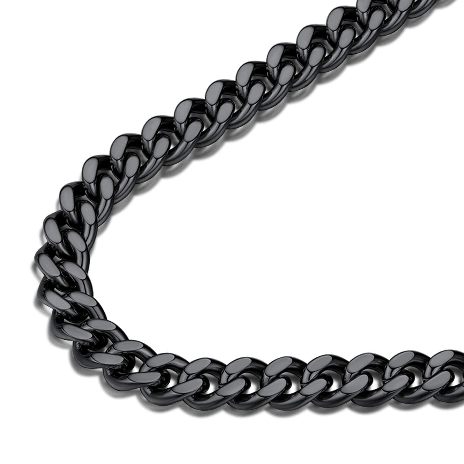 Chunky Black Chain Necklace for Men Thick 7MM Miami Cuban Link Chains for Men 22'' Hip Hop Jewelry, 22 inches, Metal