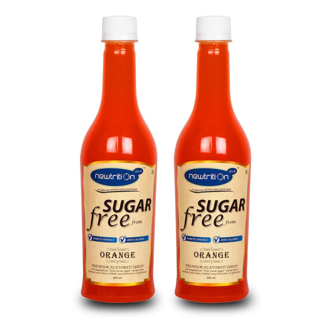 Sugar Free Orange Mixer Syrup - Pack of 2 (500 ml each) - Zero Calorie, Diabetic Friendly, Keto Friendly