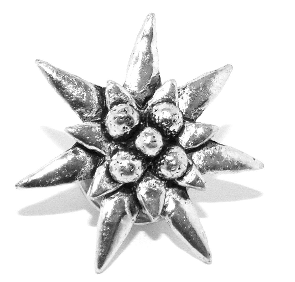 Small Edelweiss Flower Pin Badge/English Pewter Brooch in gift pouch