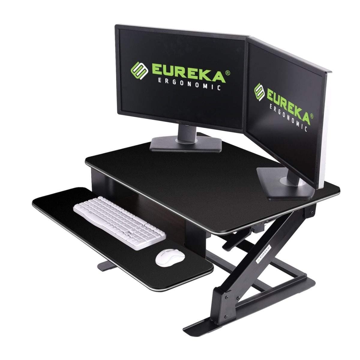 Eureka Ergonomic Standing Desk Converter, Adjustable Sit Stand Desk Converter for Laptop Computer Workstation, 32 Inch Wide, No Assembly Required, Black