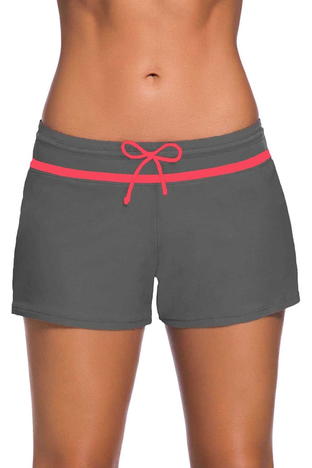 BURKLUM Women’s Comfortable Swim Boardshort Waistband Swimsuit Bottom Gray Pink XX-Large