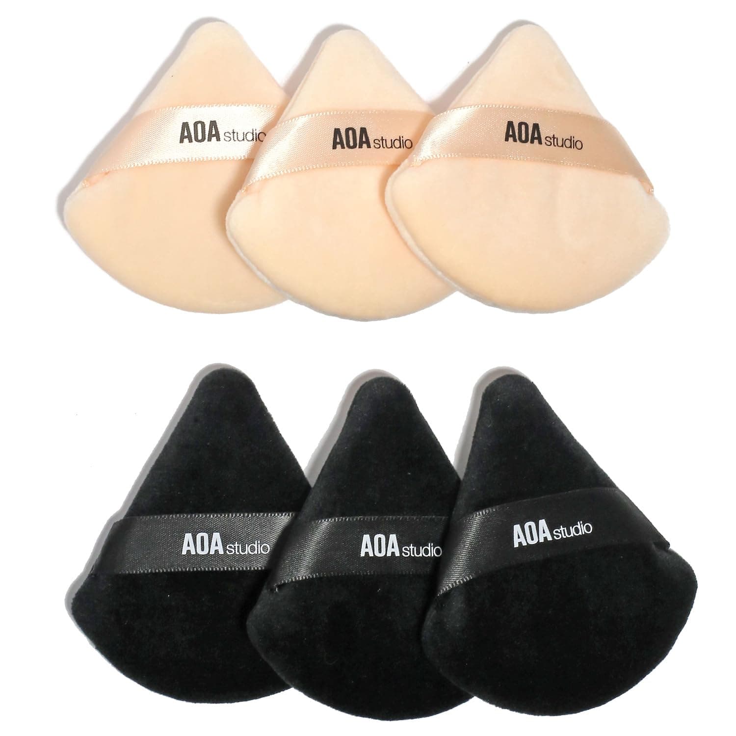 Velvet Puffs Makeup Puff Set of 6 Loose Powder Body Powder, Velour Makeup Blender Sponge Foundation Blending Sponges Set Beauty Makeup Tools(Black/Peach)