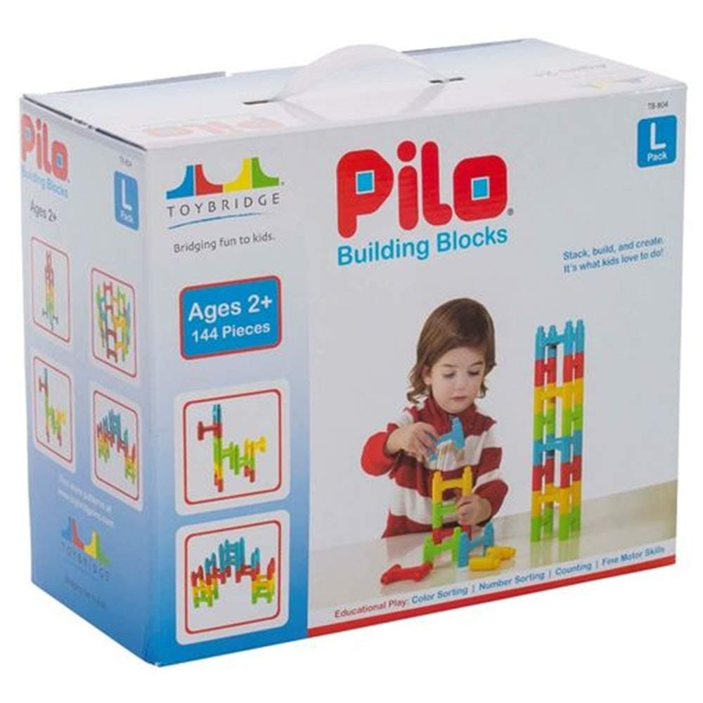 Toybridge Pilo Building Construction Blocks for Boys Girls Preschool Early Educational Learning Toy Kit, School Pack with Bright Color 144 Pieces Set