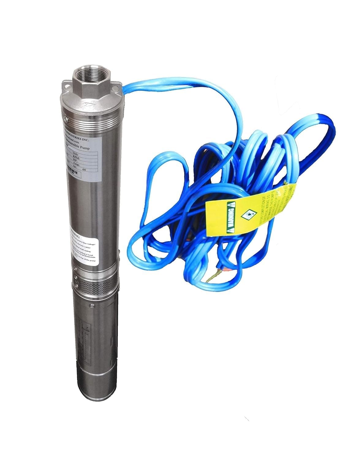 TOCYORIC Hallmark Industries MA0414X-7A Deep Well Submersible Pump, 1 hp, 230V, 60 Hz, 30 GPM, 207' Head, Stainless Steel, 4"