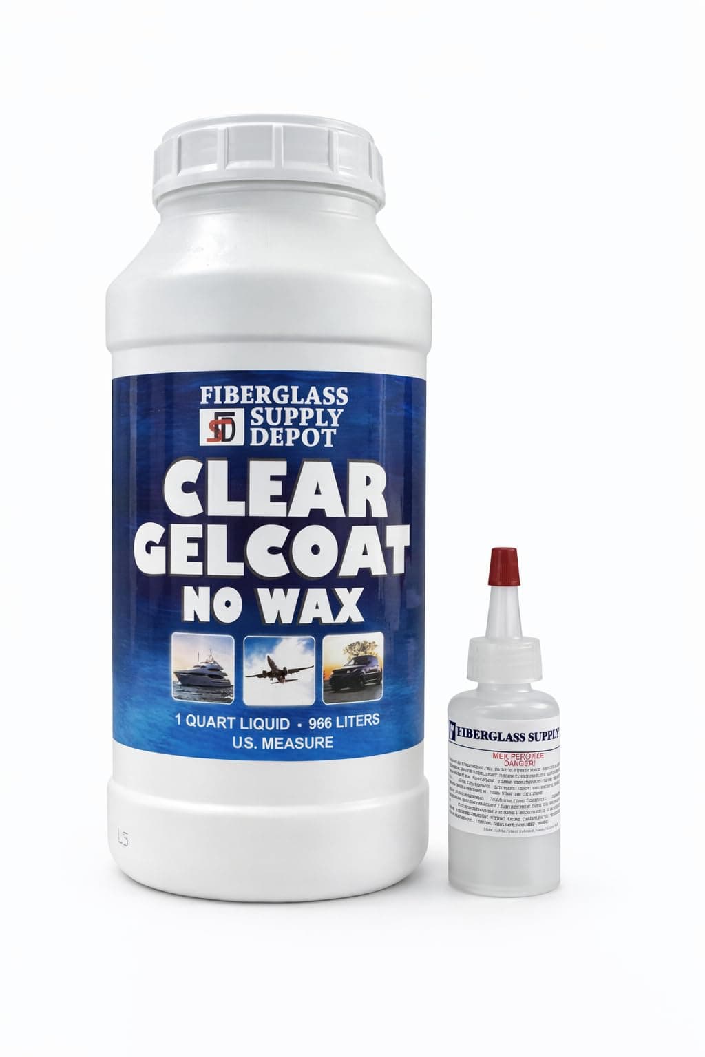Fiberglass Supply Depot Inc. Clear UV Gelcoat No Wax Quart with 15cc Hardener (MEKP)