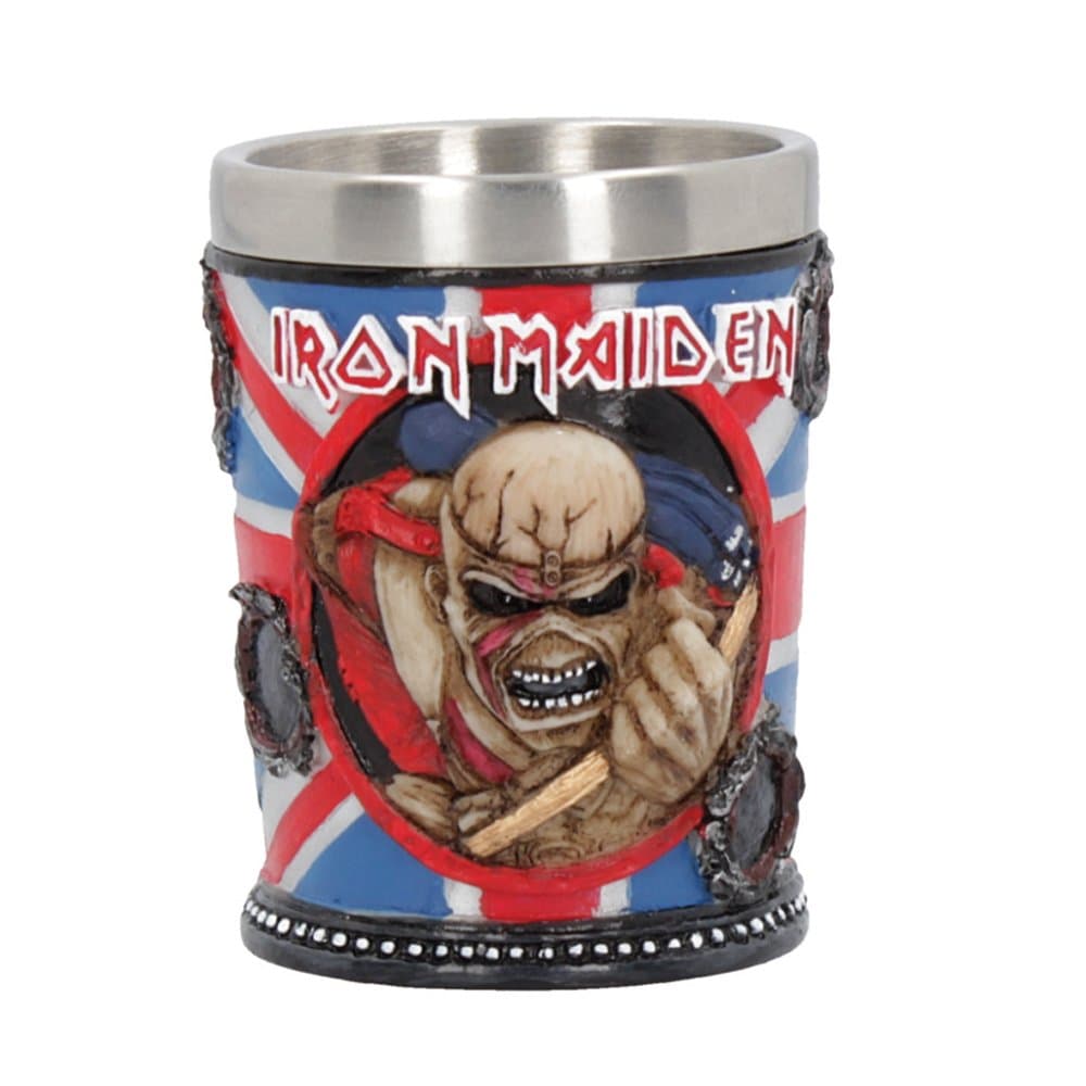 B4126M8 Iron Maiden Shot Glass 7cm Blue, Resin w/Stainless Steel Insert
