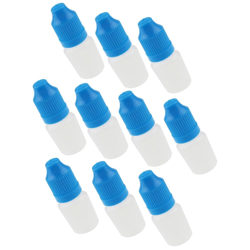 3 ml Empty Dropper Bottles Liquid Plastic Juice Squeezable Childproof Cap 10PCS Blue Cap