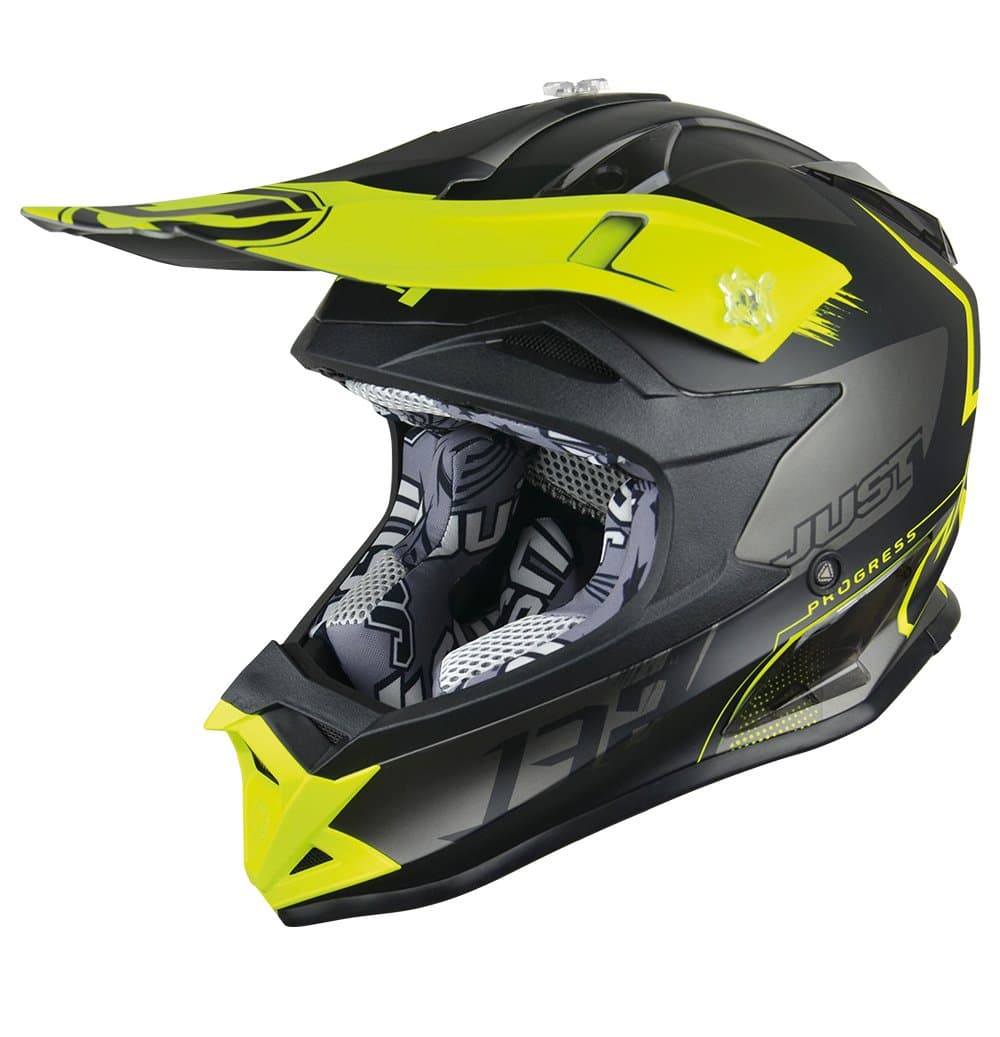 JUST1 Helmet J32 Pro Kick, Yellow/Black/Titanium, Size M