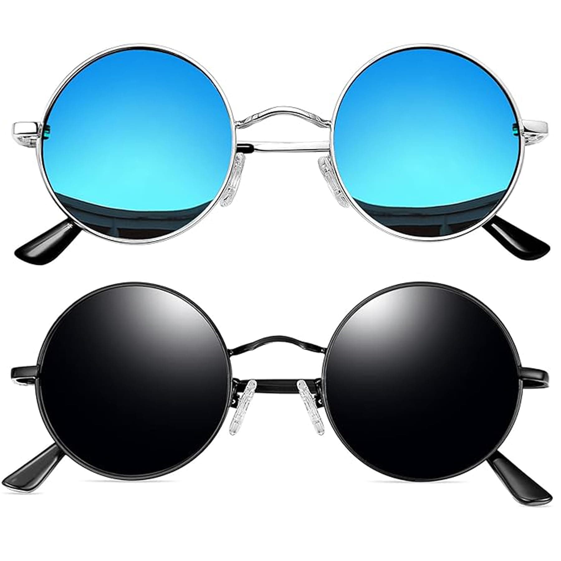 Hippie Round Sunglasses for Women Men Small Circle Sun Glasses Polarized UV400 Protection
