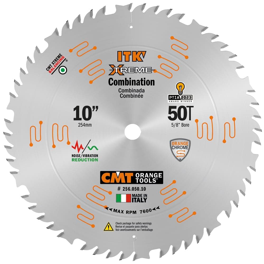 CMT 256.050.10 ITK Industrial Combination Saw Blade, 10-Inch x 50 Teeth 1FTG+4ATB Grindwith 5/8-Inch Bore