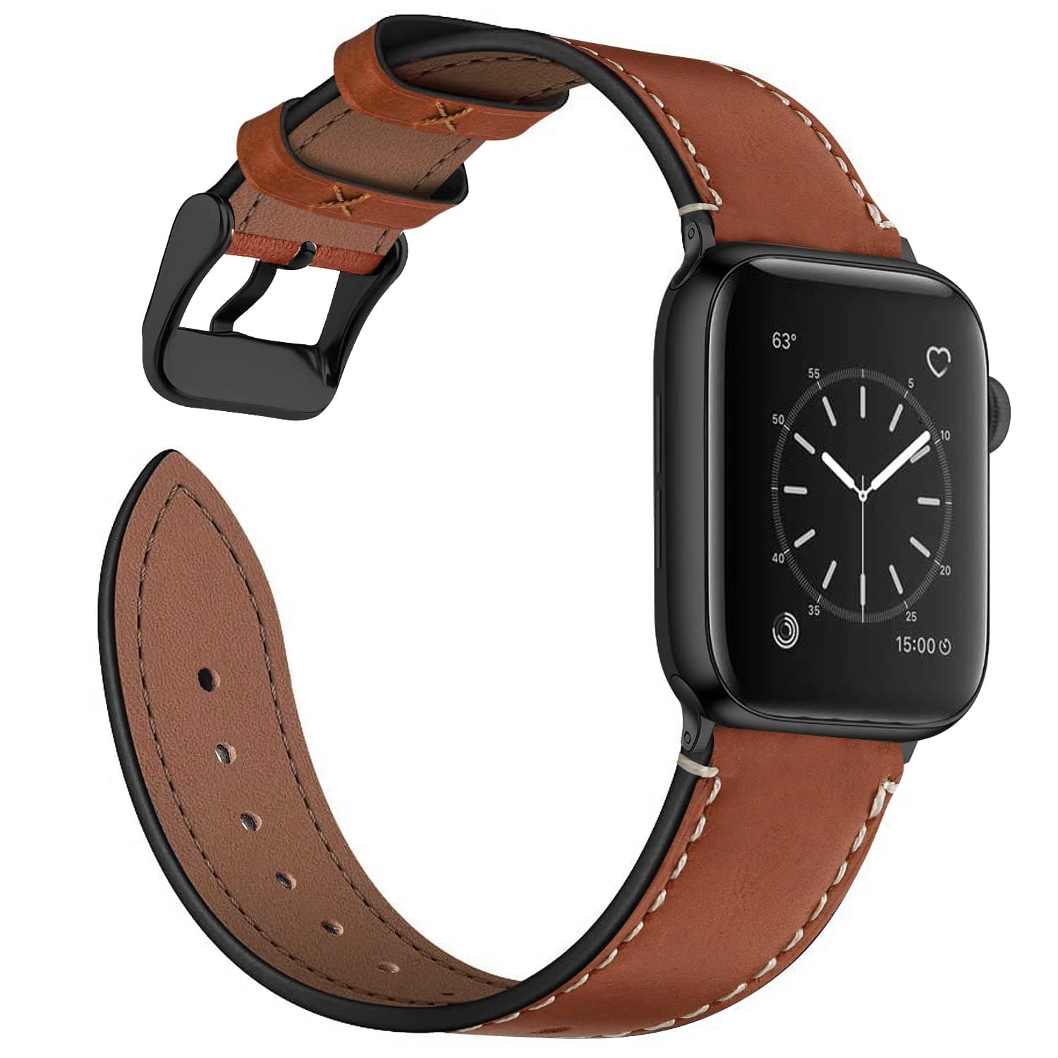 Fullmosa Compatible with Apple Watch Straps 49mm 45mm 44mm 42mm, Calf Leather Band Compatible with iWatch Series Ultra 8 7 SE SE2 6 5 4 3 2 1 Strap Brown
