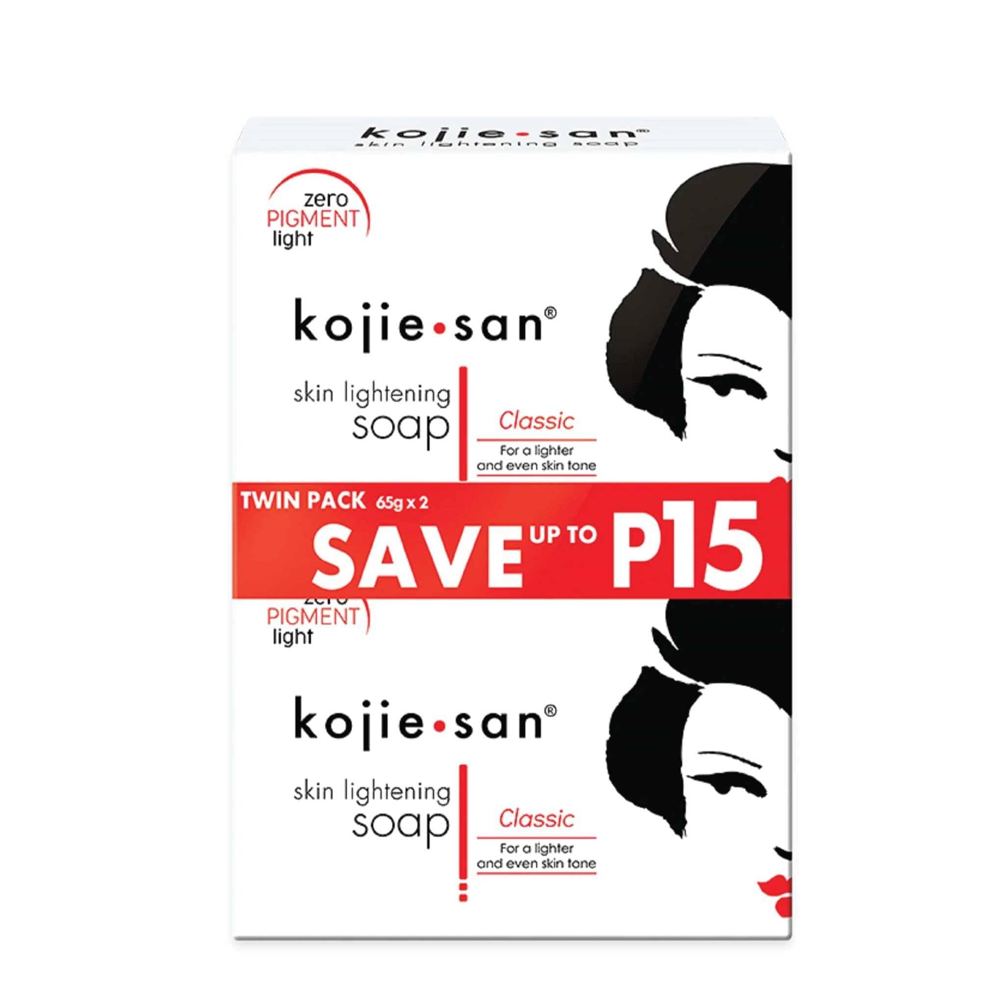 Kojie San Skin and Body Brightening Soap - Original Kojic Acid, Dark Spot Remover Bar Soap with Glycerin & Tea Tree Oil - 65g x 2 Bars