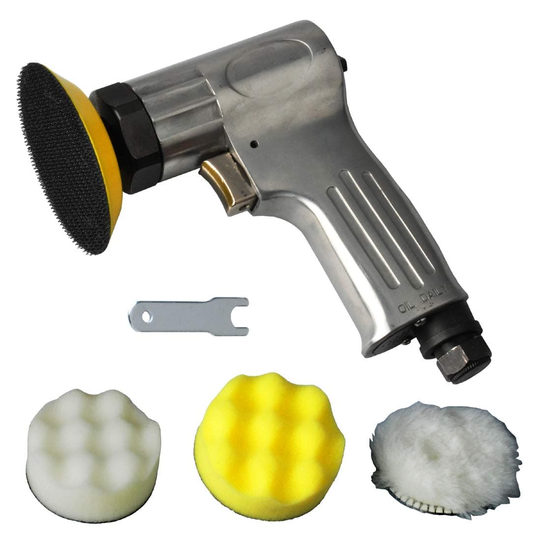 PROSHI 3-Inch Mini Air Polishing Kit 3-Inch Mini Polisher with the sanding pad and form pad and wool buffing