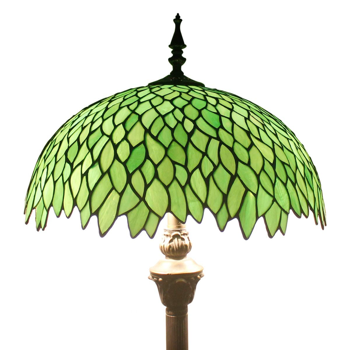 WERFACTORY Tiffany Floor Lamp Green Wisteria Stained Glass Standing Reading Light 16X16X64 Inches Antique Style Pole Corner Lamp Decor Bedroom Living Room Home Office S523 Series