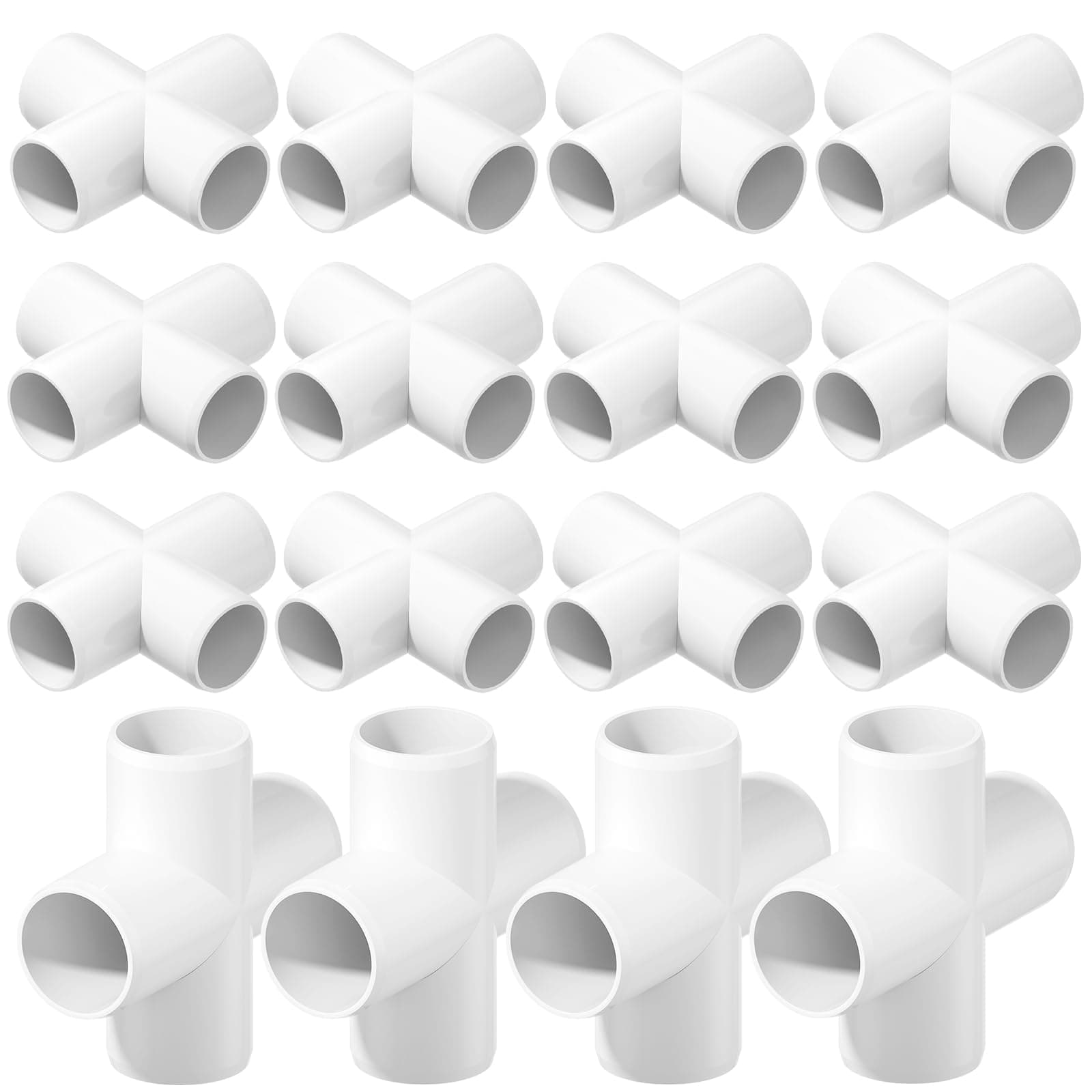 18PCS 4 Way Cross PVC Fittings 3/4Inch, SCH40 Furniture Grade Elbow Fitting Heavy Duty PVC Pipe Connector for Water Supplies, DIY Garden Shelf & Greenhouse