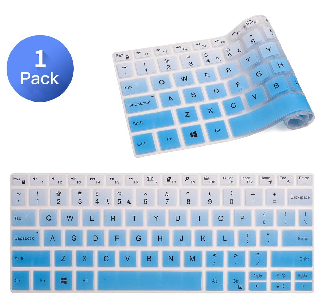 DELL XPS 13 Keyboard Cover, Premium Keyboard Skin Protector for 2018 Newest DELL XPS 13 9370 & 2017 Release DELL XPS 13 9365 13.3" 2 in 1 Ultrabook Keyboard Protective Skin, Gradual Blue