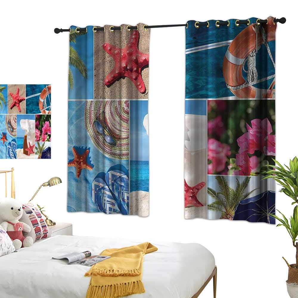G Idle Sky Blackout Curtain Beach Printing Insulation A Collage of Summer Photos 55" xL72