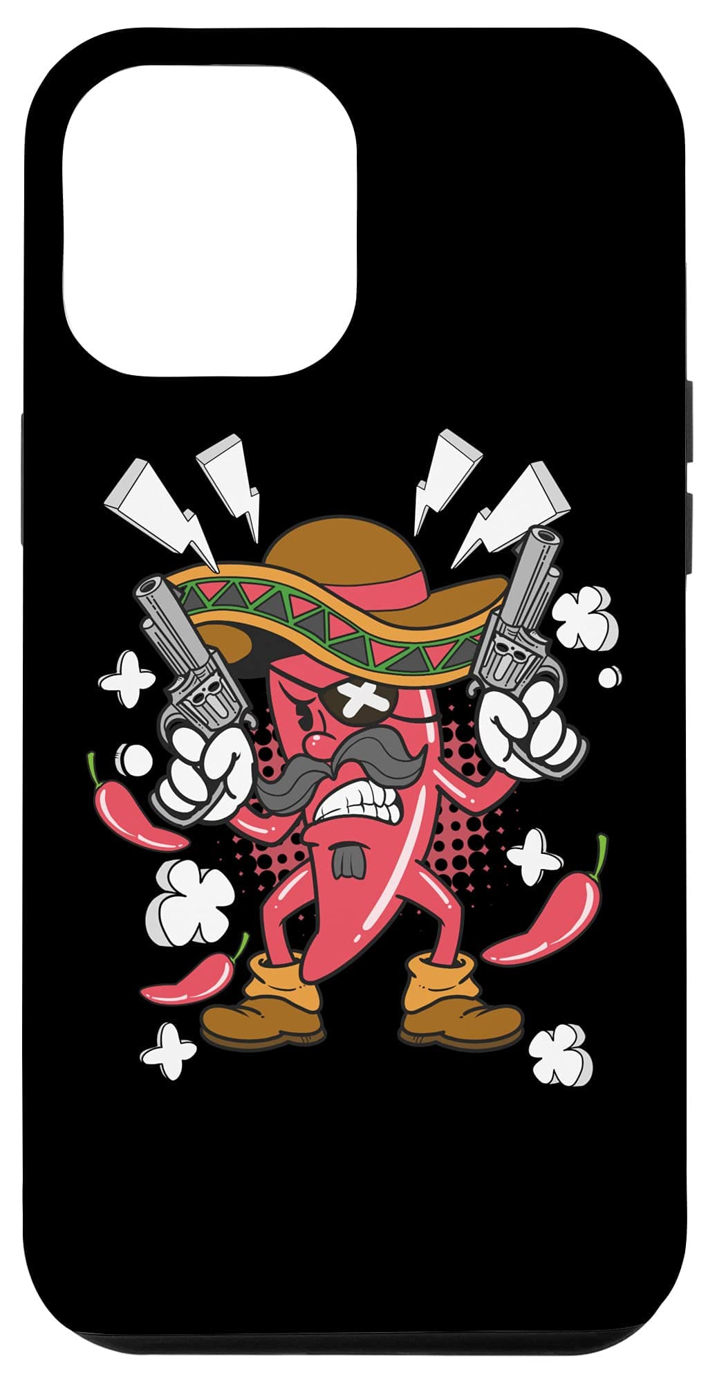 iPhone 12 Pro Max Funny Retro Chili Pepper Bandit Mexican Hot Bandito Robber Case