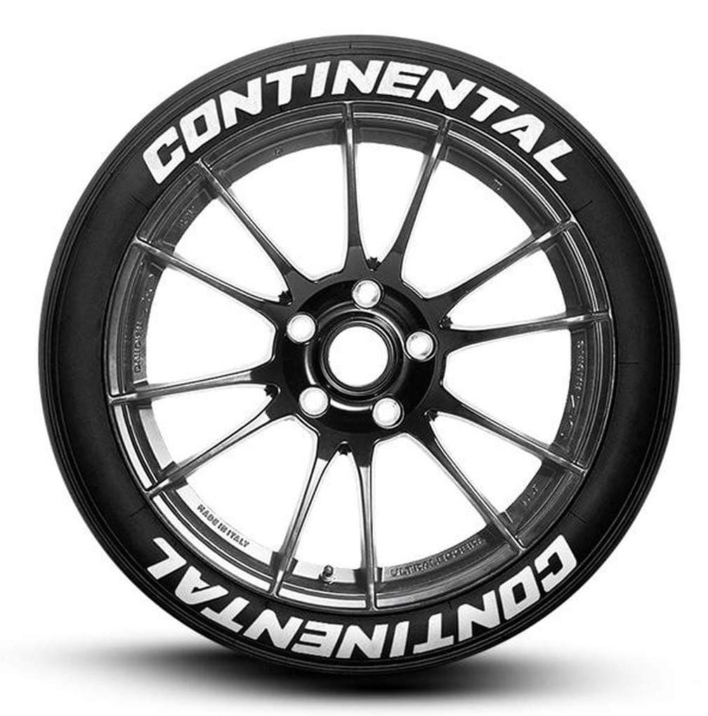 Motorik Continental Permanent Tyre Stickers Lettering Kit for (15 16 17 18 Inch Wheels)(Set for 4 Wheel)(White)