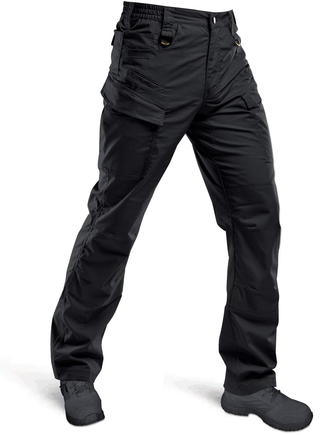 HARD LANDMen’s Water Resistant Tactical Trousers Ripstop Lightweight Work Trousers Teflon Outdoor Pants with Elastic Waist